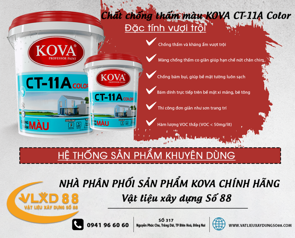 giá cung cấp Chất chống thấm màu KOVA CT-11A Color
